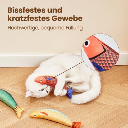 Potaroma Katzenspielzeug Set, 3er Fisch Kicker mit Katzenminze & Knistergeräusch, Weiches Interaktives Spielzeug für Katzen, Selbstbeschäftigung & Intelligenztraining für Alle Rassen